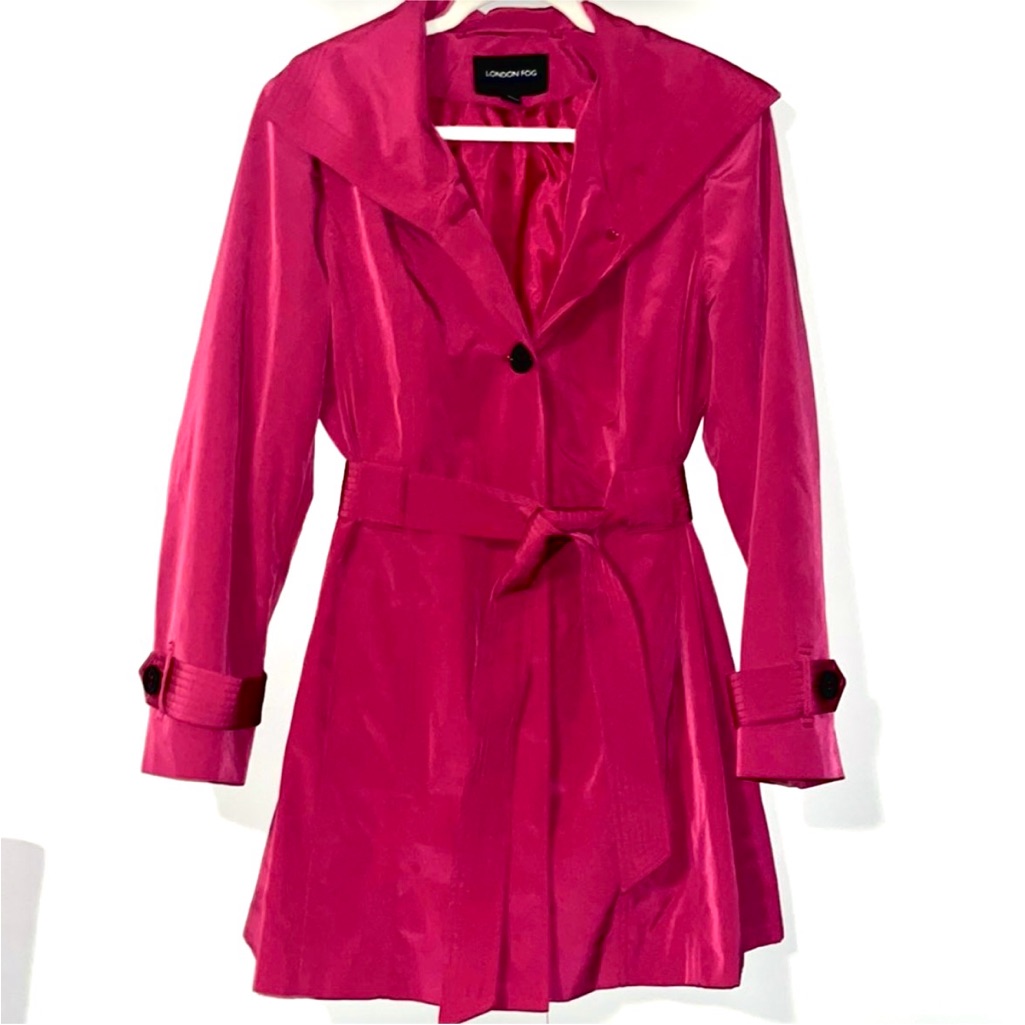Women's Vintage London Fog Deep Dusty Rose Trench Coat Size Large